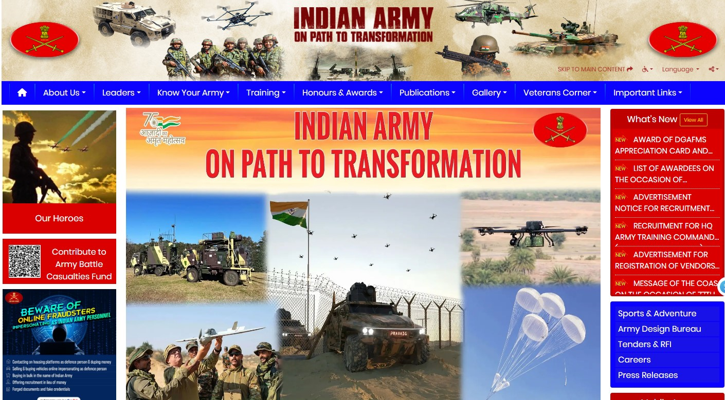 Indian Army's official website