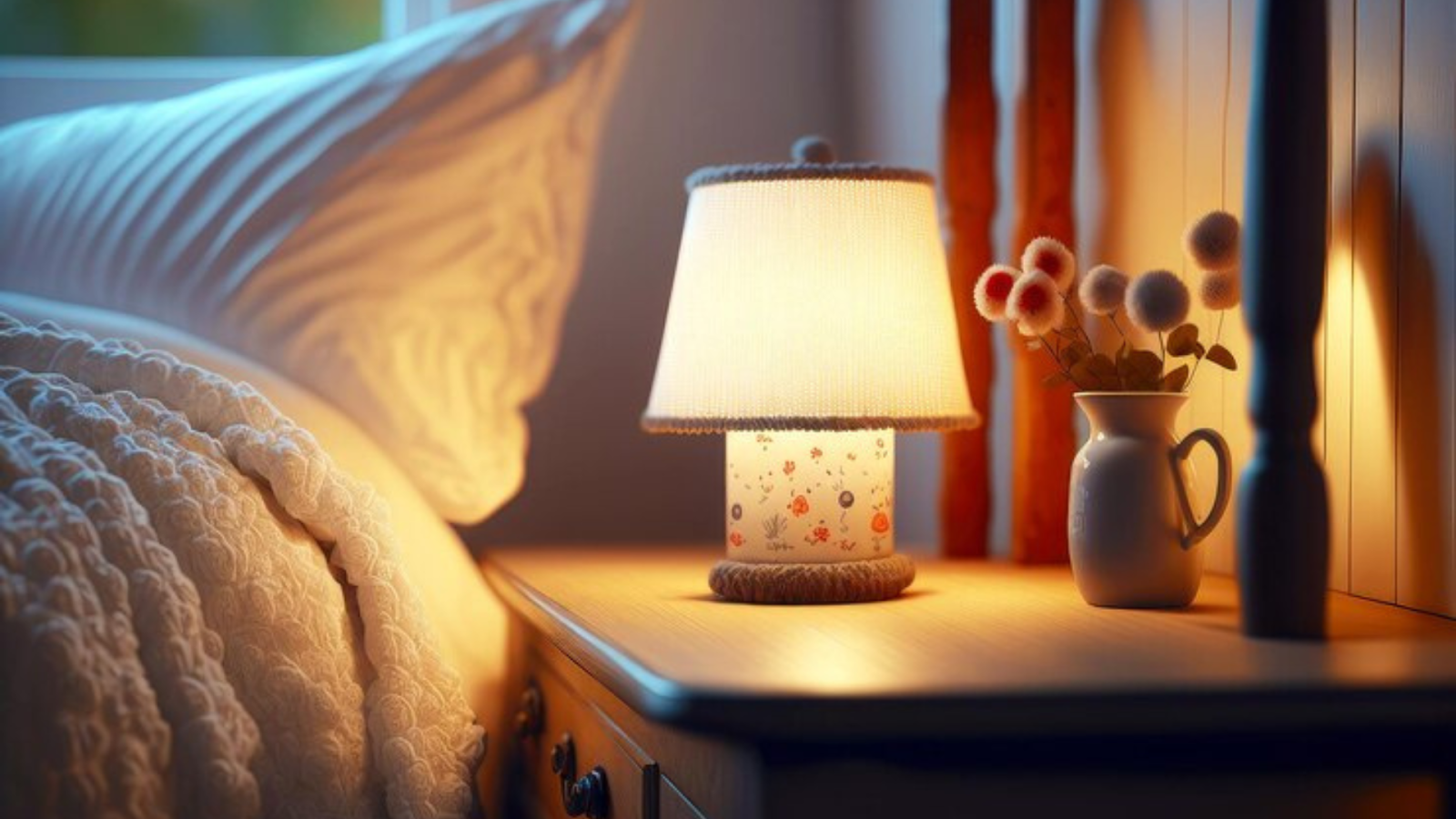 Warm up your winter nights with the vintage charm of a bedside lamp. Timeless coziness at its best.
