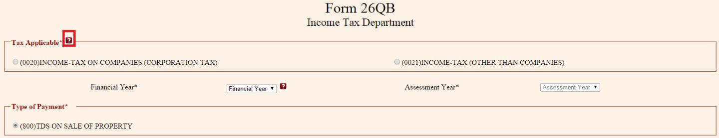E-Payment of TDS form 26 QB
