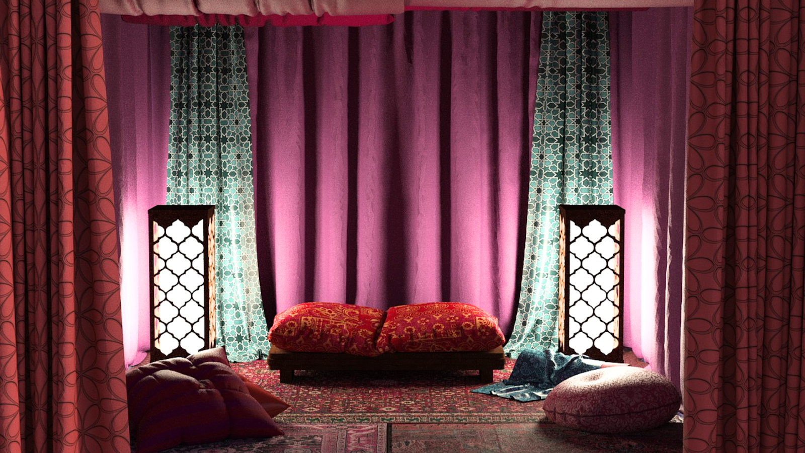 Using dupattas is easy to arrange and brings a vibrant color look to the decor.