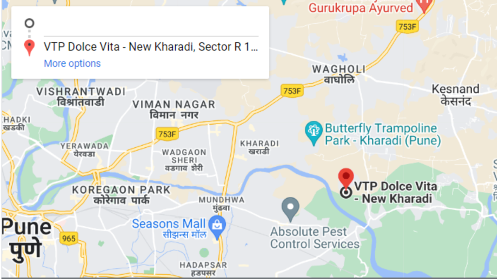 VTP Dolce Vita Pune location on Google Maps.