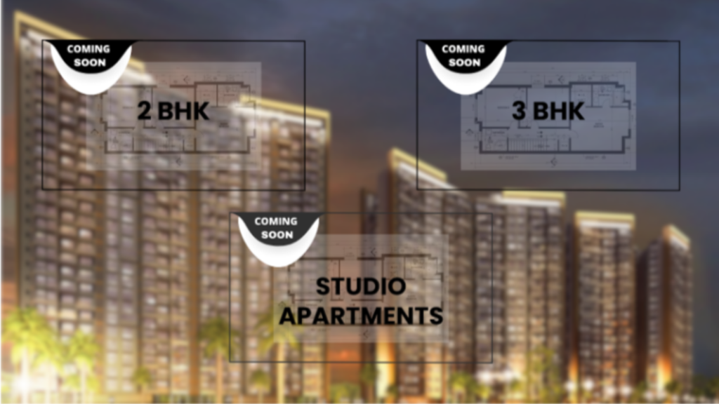 Purva Silversands floor plan and floor configurations of 2,3 BHK and studio apartments.